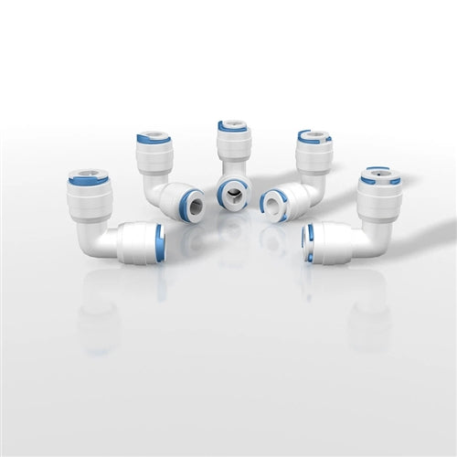 AquaticLife Press 1/4" x 1/4" Elbow w/2 Blue Clips (5 pack)