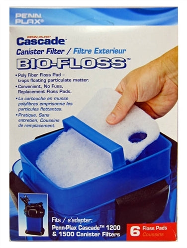Penn-Plax Cascade 1200 & 1500 Canister Filter Replacement Bio-Floss 6-pack (CCF331)