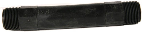 Nylon Nipple 1" MPT x 1" MPT x 8" length, black