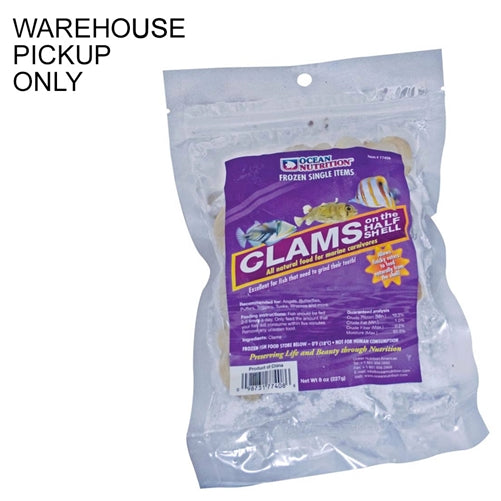 Ocean Nutrition Clams on the Half Shell Frozen Fish Food, 8 oz (WAREHOUSE PICKUP ONLY)