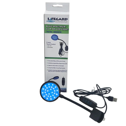 Lifegard 2.5" Clip-On Blue Spectrum USB LED Light with In-Line Controller